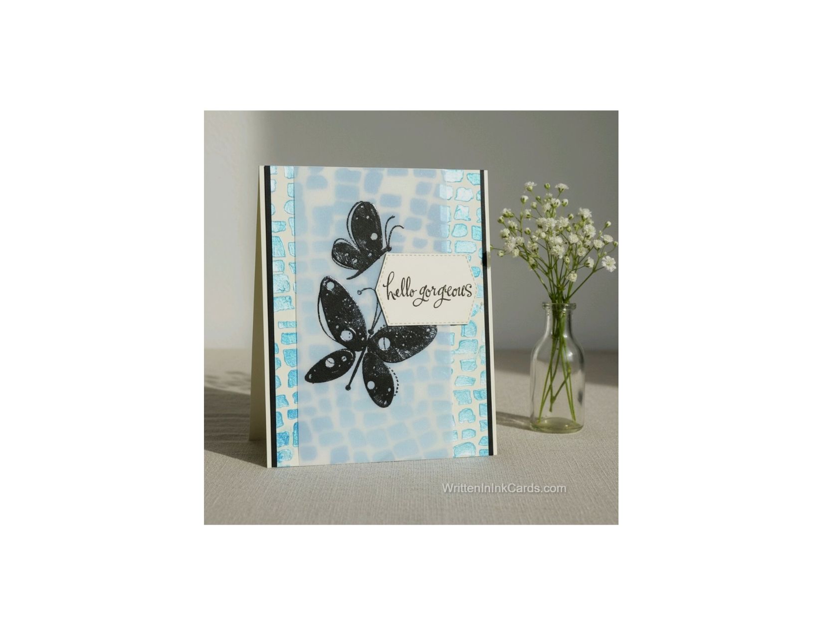 Make an elegant card: combine embossing paste and vellum